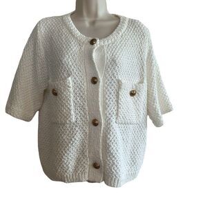 Bohme ~ Ivory Sweater button front ~ crew neck ~ New without tags ~ size Medium